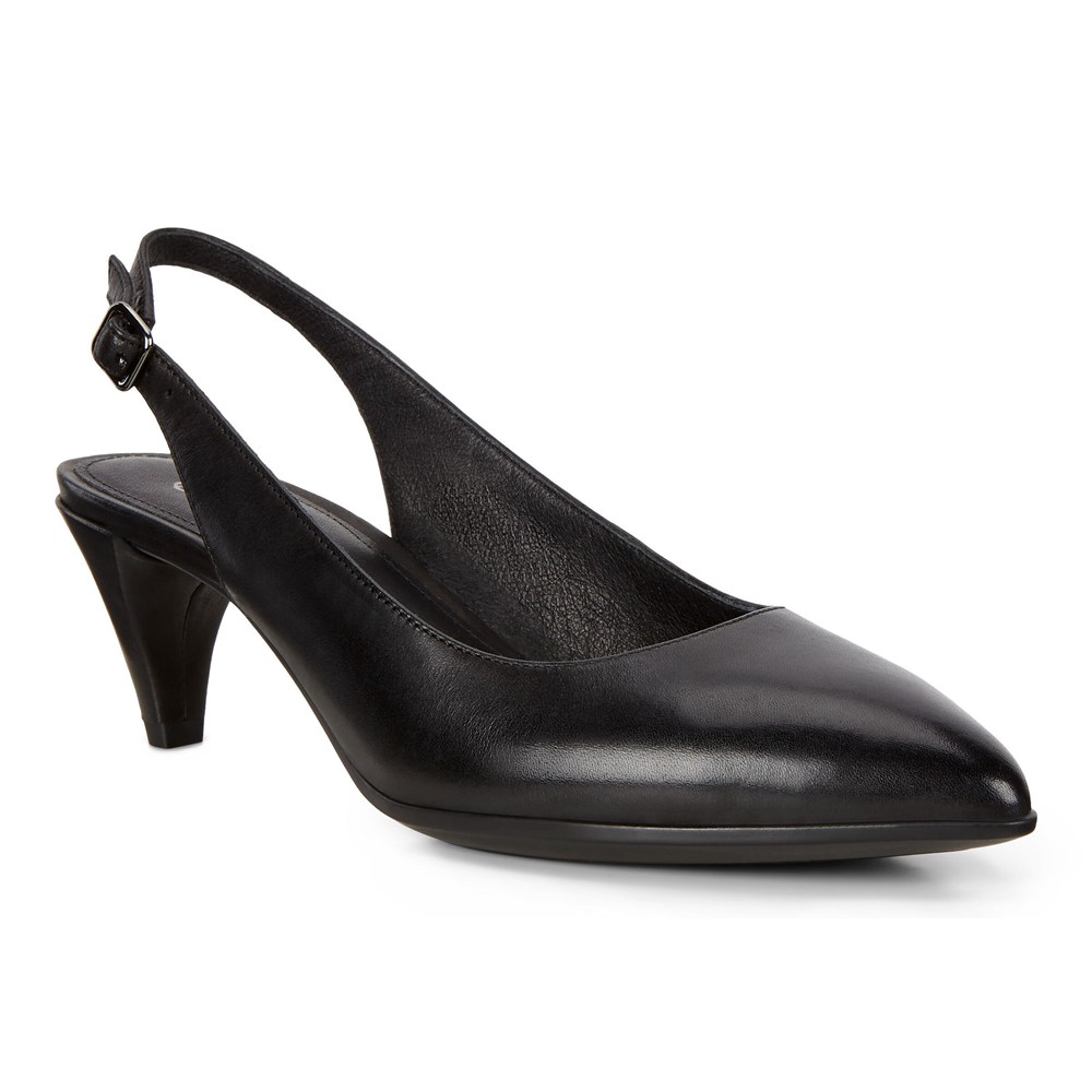 ECCO Womens Pumps Black - Shape 45 Pointy Sleek Slingback - QHK-720689